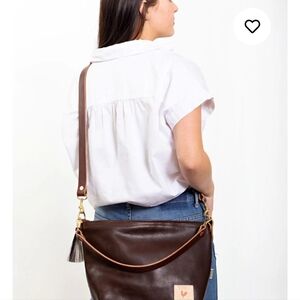 Meanwhile Back on the Farm, Mocha Tuscan Leather Midi Hobo